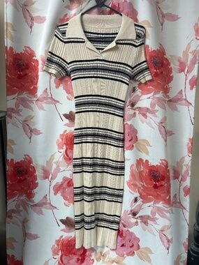 Long stripe shirt dress